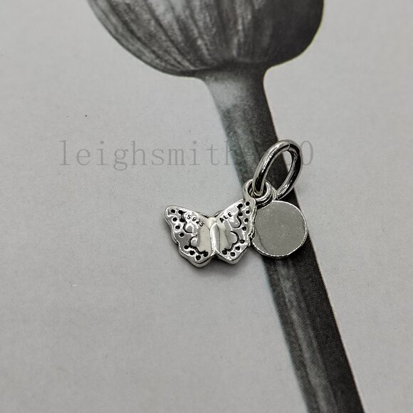 Pandora Blue Butterfly & Quote Double Dangle Charm - Picture 5 of 6